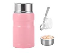 chiquieray Food Flasks for Hot Food, 500ml Hot Food Containers, Vacuum Insulated Food Jar with Folding Spoon, Double Walled Hot Food Flask, Soup Flask, Food Flasks for Hot Food