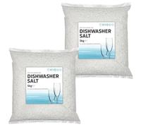 Chiquo Dishwasher Salt 5kg (Pack of 2) - 100% Pure Granular Salt - Powerful Limescale Protection for Dishwashers, Prevents Scale Build Up, Cleaner Shinier Dishes, Suitable for All Brands