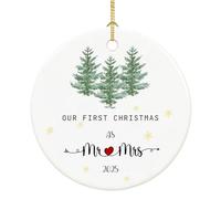 Chiranrise Hanging Ornament, First Christmas Married 2024, 2.9'' Ceramic Newlywed Keepsake, Mr & Mrs Christmas Ornament, Wedding, Christmas Decoration