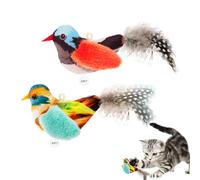 Chirp Bird Cat Toys for Indoor Cats, Realistic Bird Sound Plush Cat Toy with Real Feather and Catnip, Satisfy Cats' Natural Hunting Instinct (2 Pack Bird)