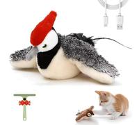 Chirp Paws Flapping Bird, Flapping Bird Cat Toy Flying Interactive Cat Toys Rechargeable Chirping Sparrow Flappy Toy USB Rechargeable Not Airborne Satisfy Your Cat’s Instinct to Hunt(Woodpecker)