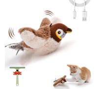 Chirp Paws Flapping Bird, Flapping Bird Cat Toy Flying Interactive Cat Toys Rechargeable Chirping Sparrow Flappy Toy USB Rechargeable Not Airborne Satisfy Your Cat’s Instinct to Hunt(Sparrow)