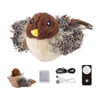 Chirping Bird Cat Toy | 3 Levels Adjustable Rechargeable Moving Bird Cat Toy | Electric Interactive with Remote Control, Cute Flapping for Indoor Cats