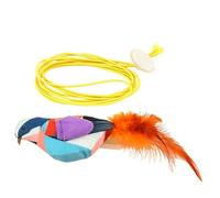 Chirping Bird Cat Toy, Realistic Chirping Flying Animal with Rope Interactive Kitten Toys for Instinct Training Foraging Weight Management Indoor Outdoor Single
