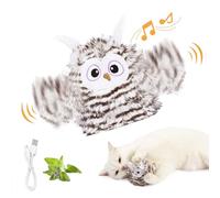 Chirping Owl Cat Toy, Interactive Cat Toy Rechargeable Automatic Chirping Owl Cat Toy with Catnip, Swinging Owl Cat Toy, Singing Owl Cat Toy, Auto Beating Wings Flapping Owl Cat Toy