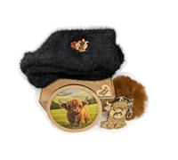 Chirpy & Goose Highland Cow Gift Set, Cow Themed Keyring, Socks UK Size 4-6, and Coaster, New Home Accessories
