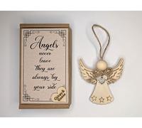 Chirpy & Goose Wooden Guardian Angel Memorial Ornament with Gift Box, Rustic Remembrance Keepsake, In Loving Memory