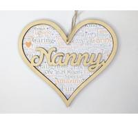 Chirpy & Goose Wooden Heart Gift For Nanny, Sentimental Words For Special Nanny Any Occasion Bottle Tag Plaque Sign