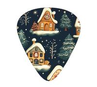 Chirstmas-Gingerbread-Houses 12 Pack Guitar Picks With 3 Thicknesses And Storage Box, Abs Plectrums For Electric Bass Guitar Players