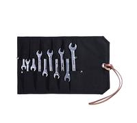 Chisel Roll, Tool Roll Up Bag with 10 staggered tool pockets, Heavy Duty 16oz Waxed Canvas Small Tool Organize Pouch (Black)