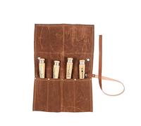 Chisel Roll, Waxed Canvas Tool Roll Up Bag,Chisel Carrying Case,Wrench Holder Pouch, 4 Pockets Tote Organizer For Knife Hammers, Gouges, Best Gift For Electrician, HVAC, Plumber, Carpenter or Mechanic