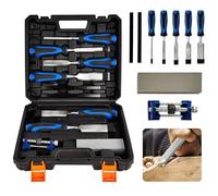 Chisel Set - 8pcs Woodworking Tools Set - Wood Carving Tools, Bevel-Edged Chisel Set with Carving with Honing Guide, Sharpening Stone and Storage Case for Home DIY
