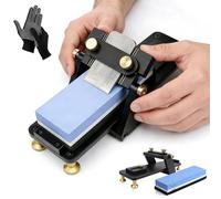 Chisel Sharpening Jig, Sharpening Stones for Chisels with Adjustable-Angle, Non-Slip Base & Double-Sided Whetstone, Professional Tools for Households & Woodworking (400/1000 Set)