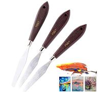 Chisels, 3-Piece Painting Knife Set - Elasticity Stainless Steel and Wood Palette Paint Knife Set for Mixing Paints Oil Painting Acrylic