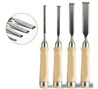 Chisels, 4 Piece Bevel Edge Chisel Set Wood Chisel Set for Woodworking with Wood Handle and Protective Cover
