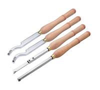 Chisels, 4Pc Woodturning Tool Set Carbide Lathe Turning Tools Wood Lathe Tools Include Finisher/Detailer/Swan Neck Hollower/Parting Tools with Soft Grip