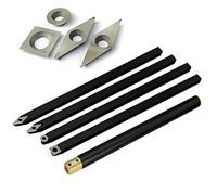 Chisels, 4Pcs Set Wood Lathe Turning Tool Holder Rotary Chisel Round/Diamond/Square/R Woodworking Turning Tool Lathe with 8 Blades of Different Shapes
