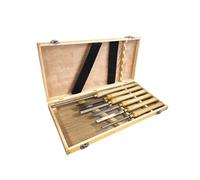 Chisels, 6PCS Woodworking Beech Handle Sharp Steel Turning Tool Set Chisel Width 12mm/25mm/24mm/16mm/16mm with Wooden Box (Original Wood Color One Size)