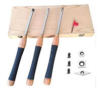 Chisels, Carbide Tipped Wood Lathe Turning Tools Combo Set for Lathe Woodworking Accessories Wood Lathe Chisel Set Bowl Gouge for Wood Lathe with Round Square Diamond Shaped Carbide Cutters (M)