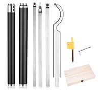 Chisels, Carbide Tipped Wood Turning Lathe Tools 4 Piece Set with Diamond Shape/Round/Square Cutter Wood Turning Chisels 2 Pieces Aluminum Alloy Handle Wooden Storage Box