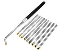 Chisels, Carbide Tipped Wood Turning Tools 10Pcs Set with Titanium Coated Lathe Rougher Finisher Swan Neck Hollowing Tools Interchangeable Aluminum Alloy Grip Handle