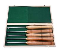 Chisels, Turning Lathe Tool Set Hard Alloy Steel Parting Tool with Wooden Box Comfortable Grip Woodturning Lathe Finisher Tool for Wood Hobbyist Or Carpenter