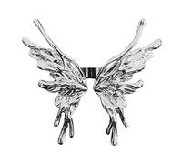 CHISHAYA Simple and Generous Into Butterfly Ring Retro Fashion Sweet Butterfly Opening Ring Hip Hop Index Ring Temperament Silvery Plated Geometric Metal Open Ring Finger Ring
