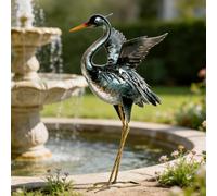chisheen Crane Garden Statues Outdoor Yard Decorations Metal Heron Yard Art Bird Sculpture