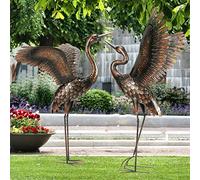 chisheen Garden Statue Outdoor Metal Heron Crane Yard Art Sculpture for Lawn Patio Backyard Decoration,46 inch (2-Pack)