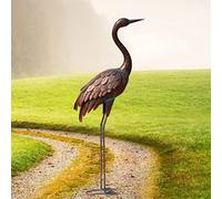 chisheen Outdoor Crane Statues and Sculptures Metal Standing Art Peice for Garden Yard Large Size