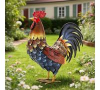 chisheen Rooster Decor Statue Garden Decor Metal Yard Art Chicken Sculpture Outdoor Figurines