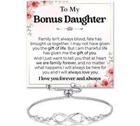 Chiside To My Bonus Daughter Bracelet, Step Daughter Infinity Heart Bracelet From Step Mom, Bonus Daughter's Jewelry Gift With Message Card And Box Meaning, Stepdaughter Bracelets Jewelry On Birthday