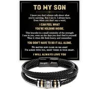 Chiside To My Son Bracelet From Mom Dad With Message Card, Leather Bracelet Gift For Son, Stainless Steel Jewelry For Men, Meaningful Gift Keepsake Graduation Wedding BirthdayJewelry, One Size