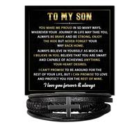 Chiside To My Son Cross Bracelet From Mom, Son Gift From Dad With Inspirational Message Card And Box, Sons Bracelet From Father Mother, Graduation Christmas Birthday Gifts For Him From Parents