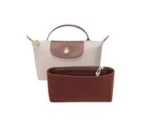 Chispee Elegant Brown Felt Bag Organizer Insert for Longchamp Small Tote Bag, Mini Size, Coffee