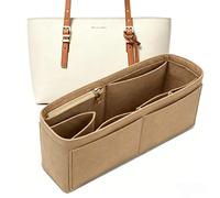 Chispee Felt Purse Organizer Insert for MK Women Quinn Medium Tote, Handbag Insert Organizer with 8 Pockets 1 Zipper, Bag Organizer Divider for Tote Bag Storage