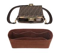 Chispee Handbag Organizer Insert for Longchamp Le Pliage Small Tote Felt Purse Shaper & Storage Divider, Inner Bag for Women, Travel, Small Shoulder Bags (Coffee)
