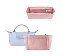 Chispee Purse Organizer for Longchamp GG Marmont Le Pliage mini Bag, Felt Handbag Insert Multi-Pocket(Pink)