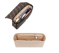 Chispee Purse Organizer Insert Felt Bag Organizer with Zipper for Baguette Small Purse Organizer Insert Handbags Organizer for Women Bag (Small, Beige)