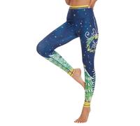 Chisportate Christmas Noel’s Night Glitter Women High Waist Yoga Leggings - No Pockets, Festive Print Crop Leggings with Power Flex Tummy Control, Workout Stretch for Gym & Yoga Fitness