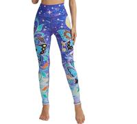 Chisportate High Waist Yoga Pants with Pockets, Soft and Stylish Patterned Leggings for Pilates,Workout and Fitness-Butterfly Galaxy