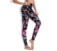 Chisportate Spalding Capri Leggings for Women Pink Camouflage Pattern Printed Training Athlete Gym Exercise Pants