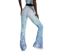 Chisportate Women High Waist Flare Yoga Legging Hidden Pocket Power Flex Tummy Control Workout Stretch Sport Yoga Pants for Gym Exercise Fitness-Illusion Sky Blue Petite Size