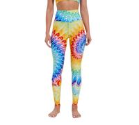 Chisportate Women's High Waist Rainbow Tie-Dye Yoga Leggings, Power Flex Tummy Control Stretch Pants - Colorful Activewear for Gym Workout & Fitness