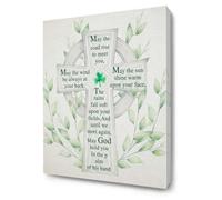 ChissNook Celtic Cross Irish Blessing Canvas Wall Art Framed, Lucky Clover Cross Botanical St. Patrick's Day Poster Prints Wall Decor for Bedroom Living Room Home Office, 11x14 Inch