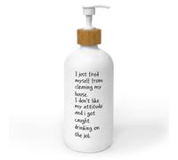 ChissNook Funny Sarcastic Soap Dispenser, I Just Fired Myself from Cleaning The House Glass Dish Soap Dispenser with Pump for Kitchen, Funny Saying Bathroom Countertop Handsoap Refillable Container