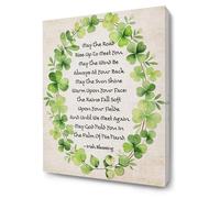 ChissNook Irish Blessing Shamrock Wreath Canvas Wall Art Framed, May the Road Rise to Meet You Irish Blessing Poster Prints Wall Decor for Bedroom Living Room Home Office, 11x14 Inch