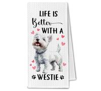 ChissNook Westie Gifts Kitchen Towels, Life is Better with a Westie Tea Dish Towels for Kitchen, Dog Owner Lovers Gifts for Women, Dog Decorative Hand Towel for Bathroom, 16x24 Inch