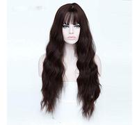Chisu Synthetic Wigs With Bangs For Women Glueless Wigs Long Wavy Style Wig 26inches Linen Reddish Brown Color