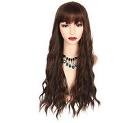 Chisu Synthetic Wigs With Bangs For Women Glueless Wigs Long Wavy Style Wig 26inches Linen Yellowish Brown Color